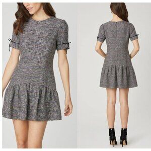 SHOSHANNA "Ivey Jet" (NWT) Short Sleeve Tweed Mini Dress, Multi Hued - 12